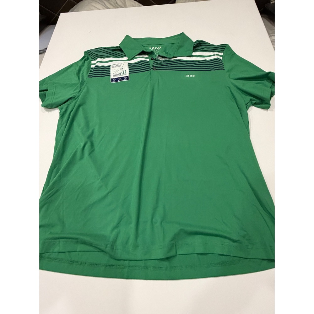 NWT IZOD Golf Men XXL Green SwingFlex Polo Country Club Performance Shirt